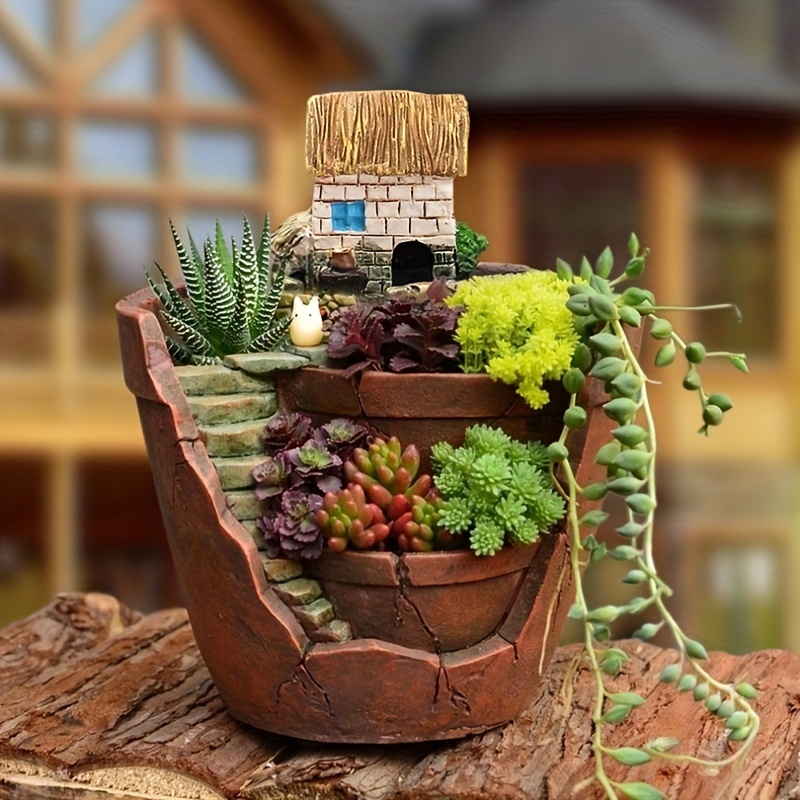 

1pc, Creative Round Air Garden Succulent Flower Pot, Mini Cartoon Handicraft Ornament
