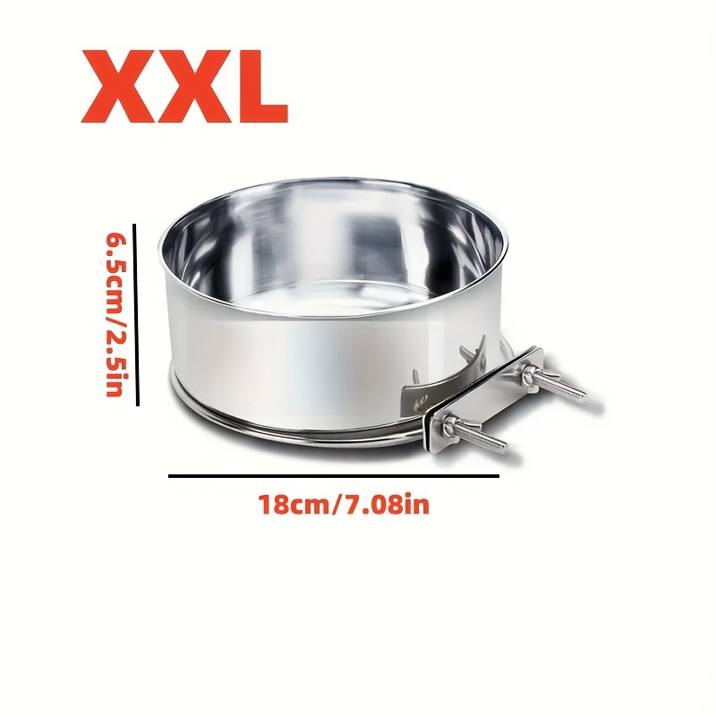 TEMU 1pc Dog Food Bowl Water Bowl For Cage, Stainless Steel Hanging Dog Bowl With Clamp Holder, Pet Crate Feeder Basin For Neck Protection
