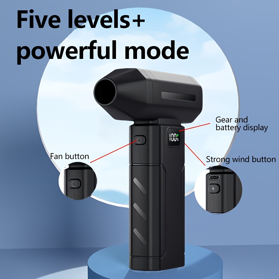 5200mah high capacity   fan portable electric dust blower handheld personal cooling fan usb rechargeable with lighting multi functional for home outdoor travel camping and yard use for blowing dust charcoal snow