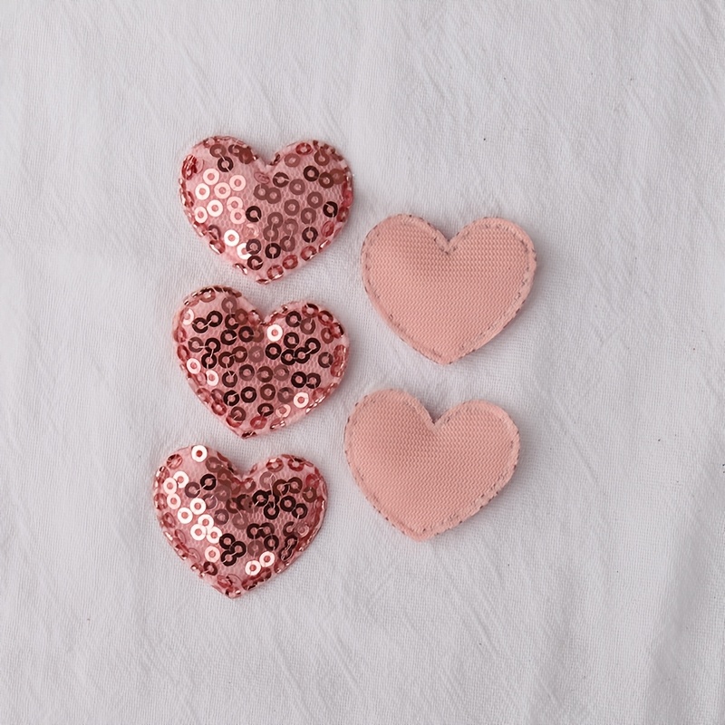 40pcs Colorful Sequined Cloth Love Heart Appliques