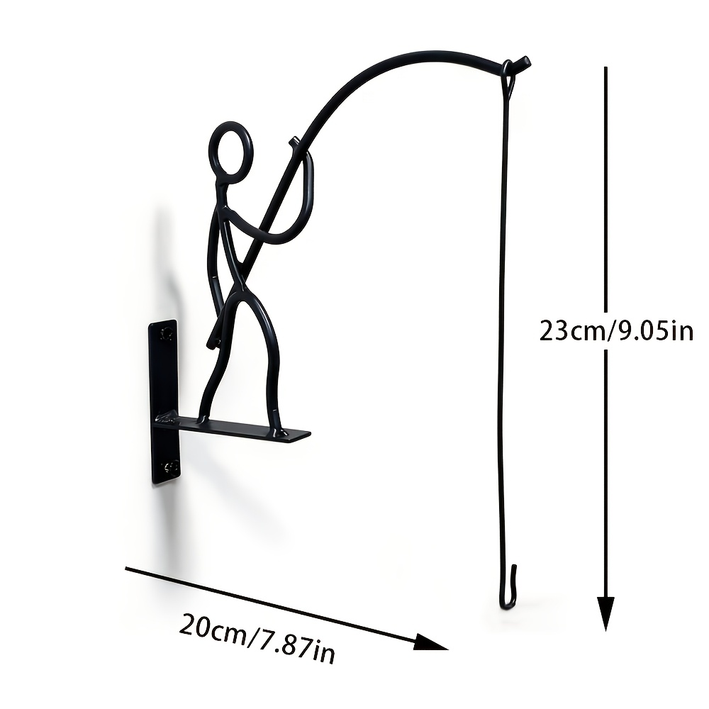 E-shop Verriegelbarer Eisen-Wandhaken für Männer – Ideal für Outdoor-Nutzung – Schwerlast-Metall-Dekoration mit Angelmotiv lackierter, verriegelbarer