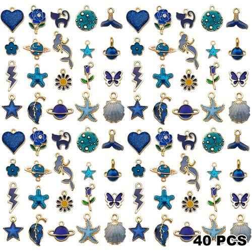 40pcs 20 pairs assorted enamel bracelet charms for jewelry making necklace bracelet earrings keychain crafting charms crafts without battery