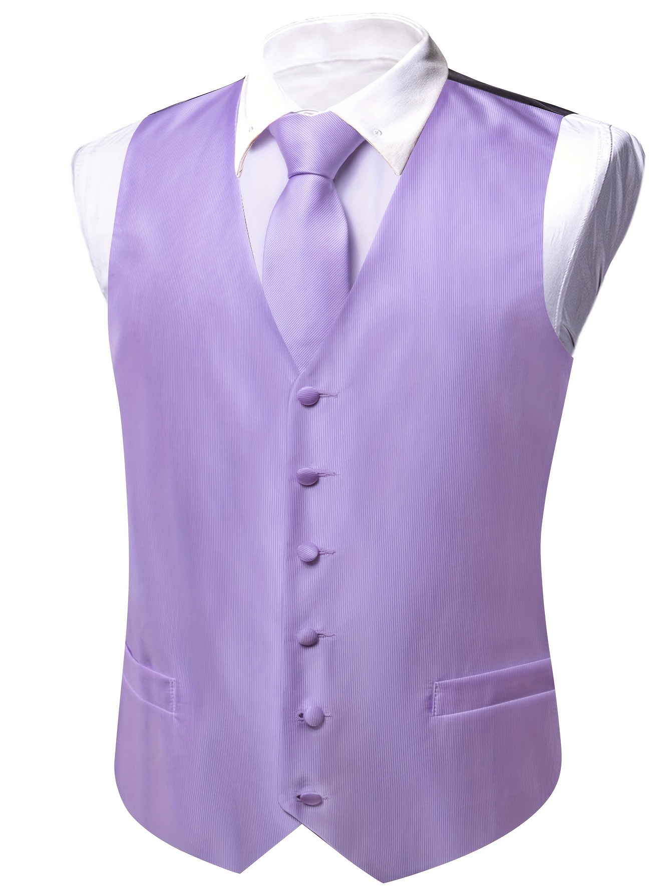 mens solid color waistcoat set v neck single breasted dress vest neck tie handkerchief and cuff links classic fashion set for formal occasions