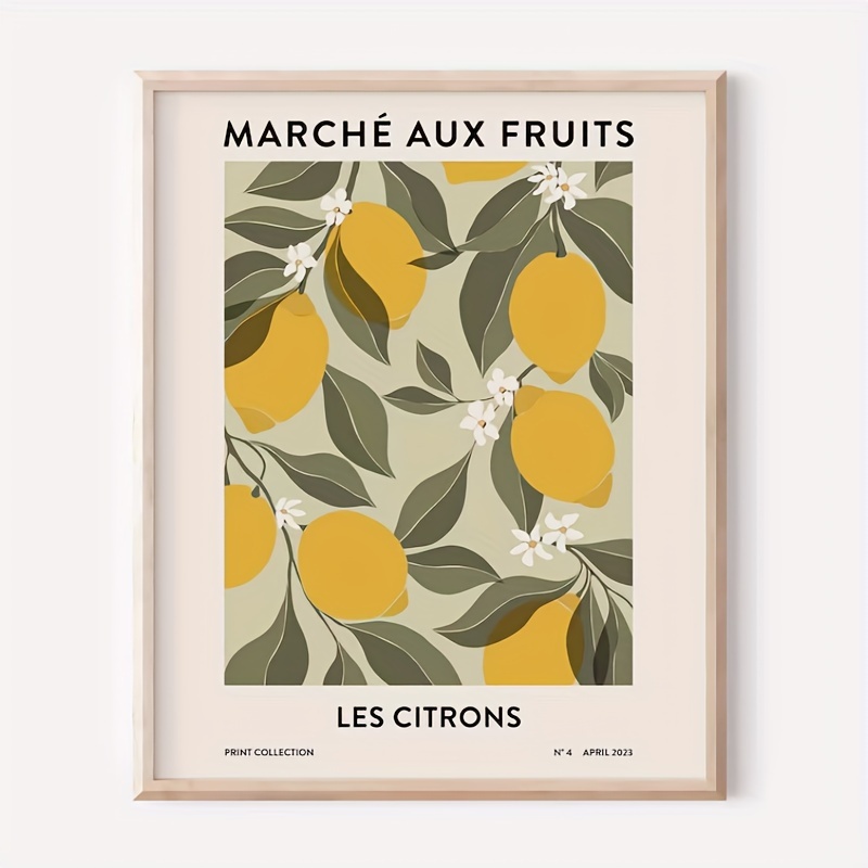 Canvas Print - Frameless Botanical Wall Art For Kitchen, Living Room, Bedroom - Perfect Day Gift, Lemon Kitchen Decor, Room Decor