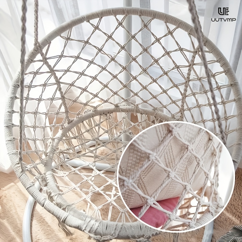  hanging chair hanging basket camping woven hanging basket swing leisure hanging basket chair garden hanging basket swing hanging chair with backrest balcony hanging basket suitable for leisure and entertainment balcony garden camping Product details 7