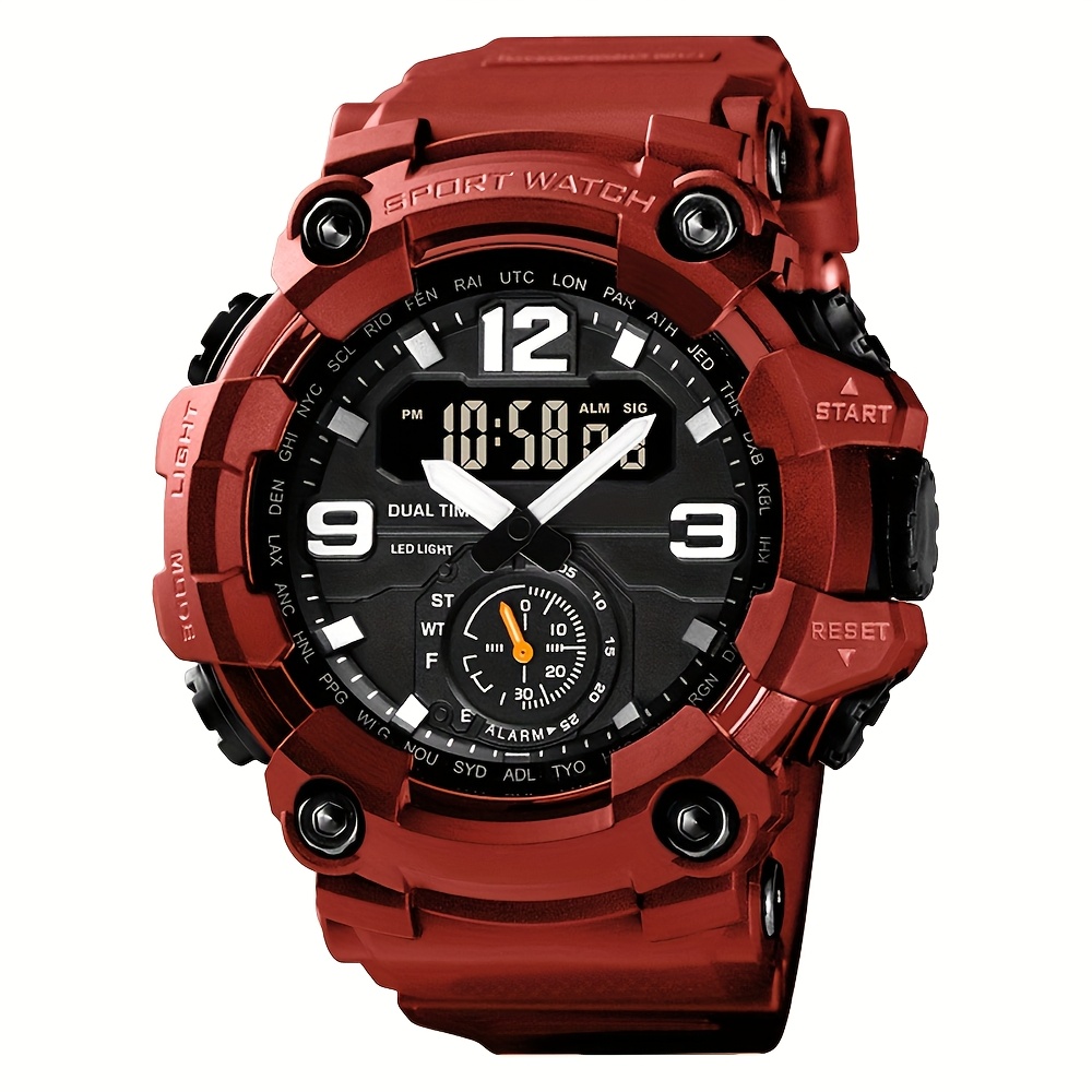 TEMU Men's Sports Digital Dual-display Watch Is Easy And Fashionable With A Tpu Strap, The For Gifts