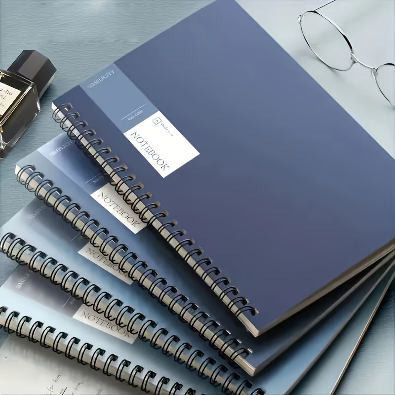 

4-pack A5 Spiral Notebooks, 40 Sheets Each, Simple Blue Cover, Coil Bound Writing Journals