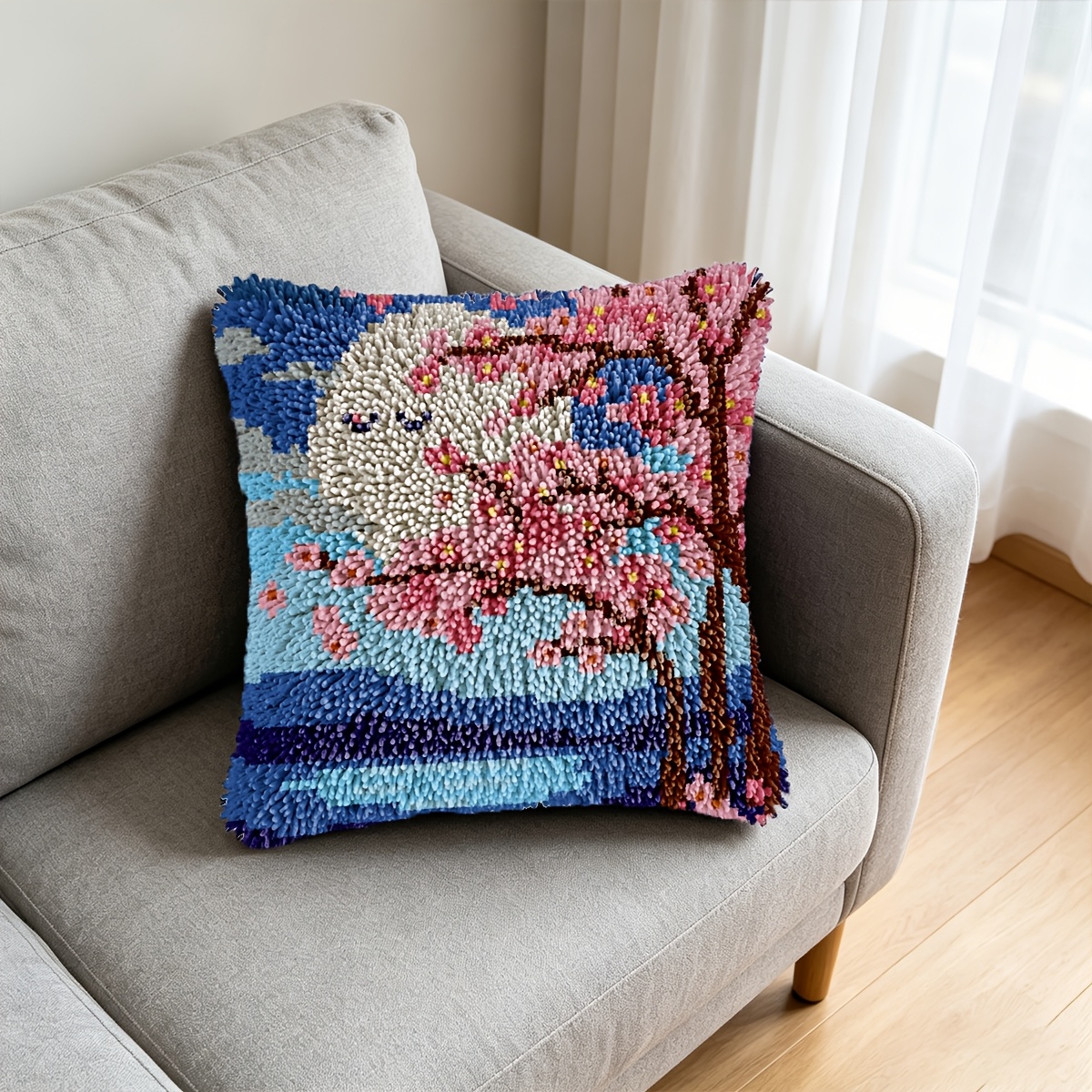Moonlight at Night Latch Hook Kit, Cherry Blossom Pattern
