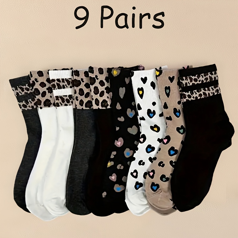 

3/9 Double Leopard Print Short Socks