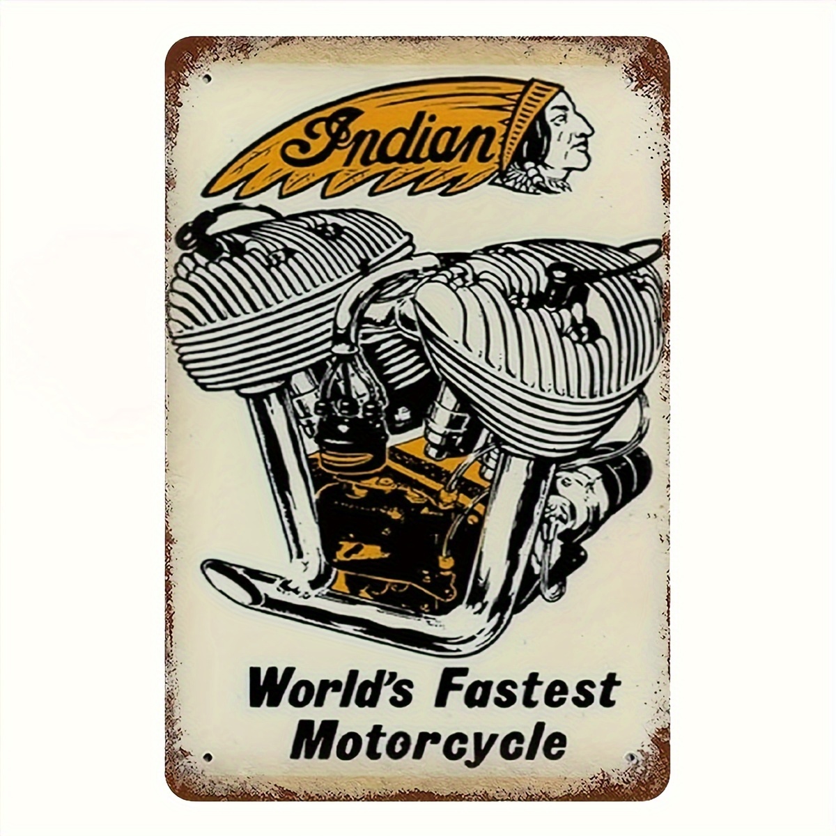 

Vintage Indian Motorcycle Metal Tin Sign 12x8 Inches - Retro Garage Wall Art For Man Cave, Home Bar, Office Decor - Durable Iron Construction