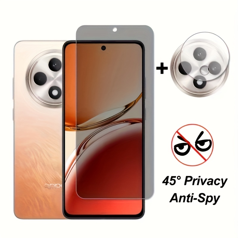 TEMU Protector de Pantalla de Vidrio para OPPO Reno 12F, Película de Lente de Cámara y Privacidad en Reno12F