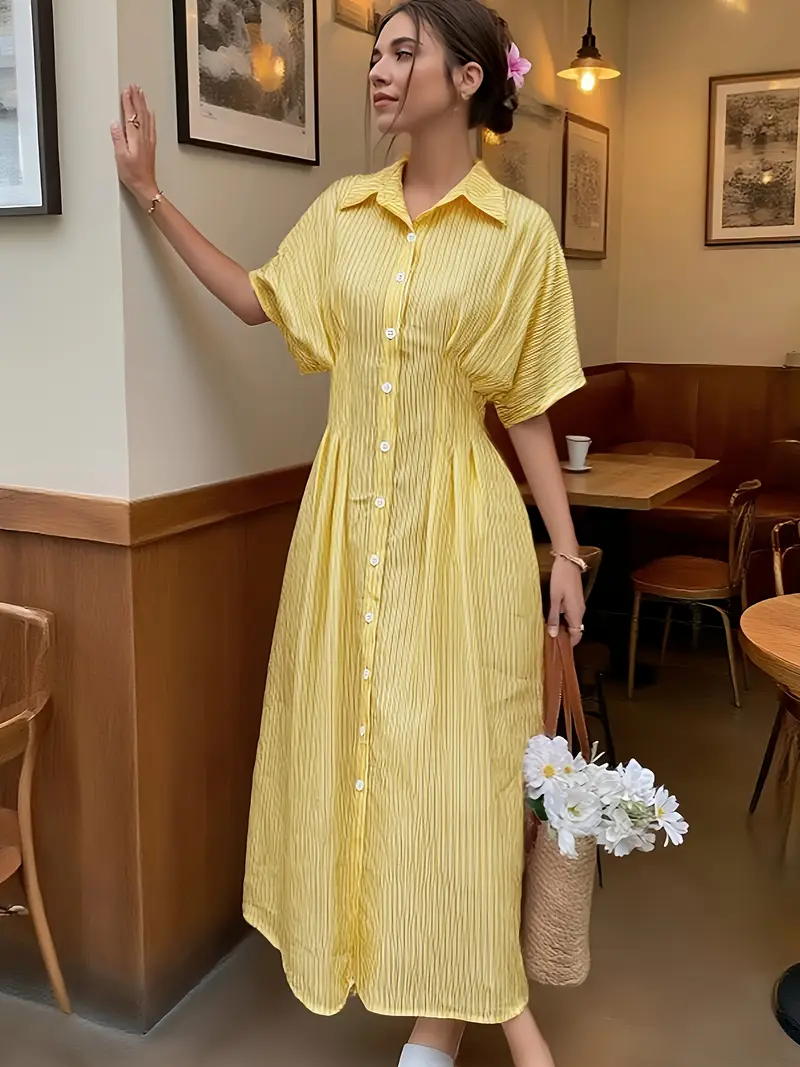 women's yellow shirt dress Women's Lemon Yellow Soho Linen Shirt Dress, S