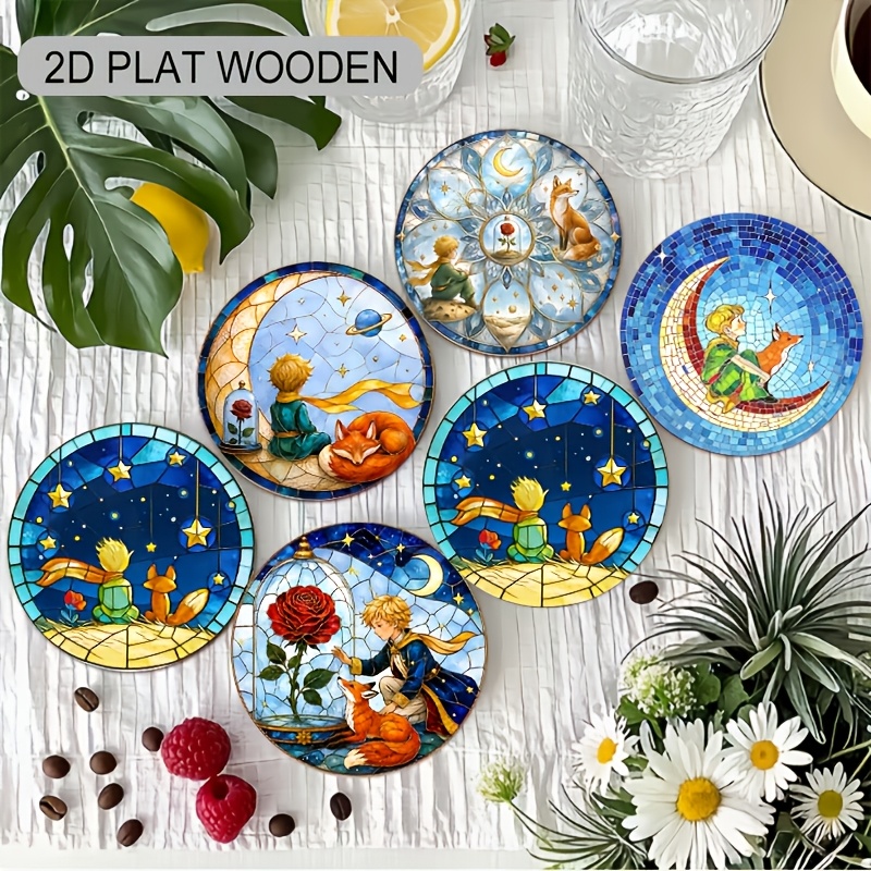 TEMU The Little Prince 6pcs Set Of Classic Pattern Themed Coasters, Multi-functional And Suitable For Various Scenes, Cute And Exquisite, Highly