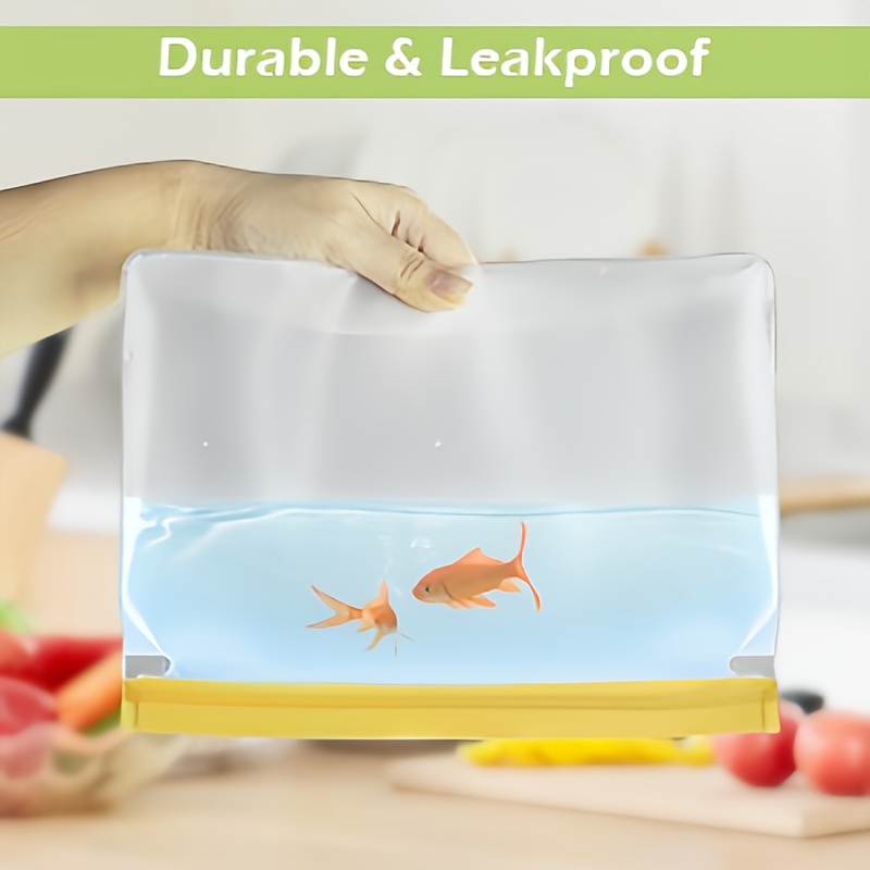 8 10pcs reusable storage bags peva reusable food gallon bags leak proof vertical reusable freezer food storage bags   bisphenol a sandwich bags   bags meal preparation details 3