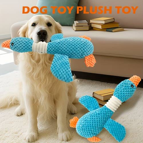 durable chew toy suitable for small medium large dogs goose dog toy puppy teething chewer for mental stimulation interactive squeaky bird for all breed dogs teething