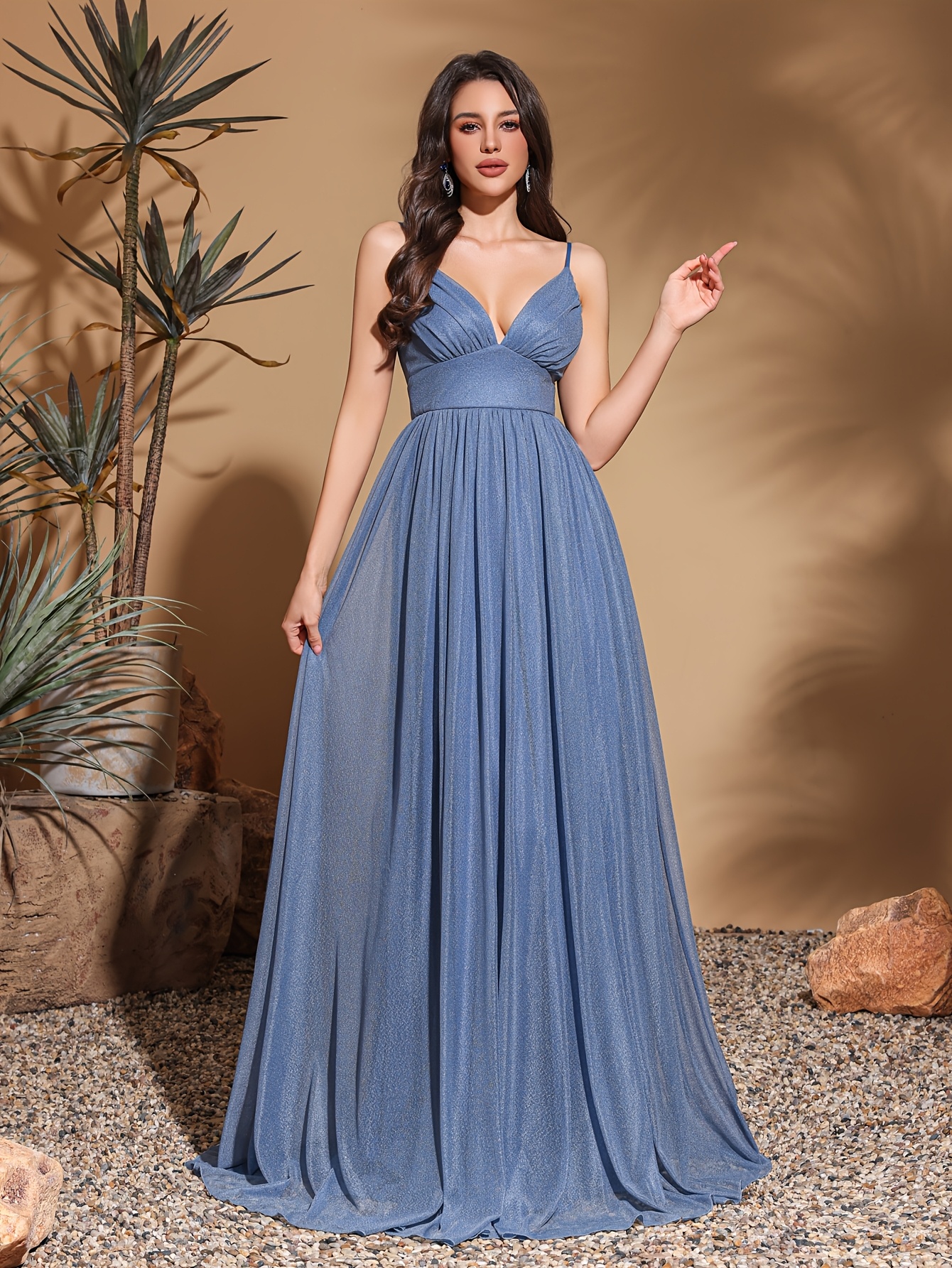 v neck spaghetti strap backless a line dress family - Temu Colombia