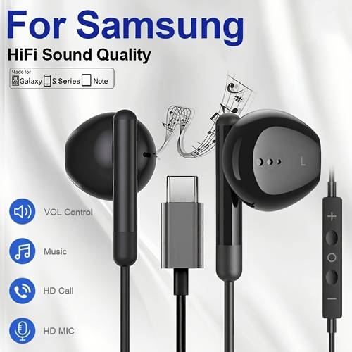 5mm type c jack dac chip high fidelity stereo in ear wired headset for samsung ultra xiaomi oppo cell phone music game headset