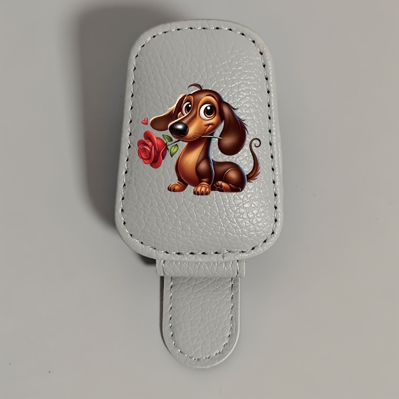 TEMU Clip de Pare-soleil de Voiture en PU avec Porte-teckel Rose - Porte-lunettes et Porte-tickets Multifonctionnel pour la Conduite, Utilisation à