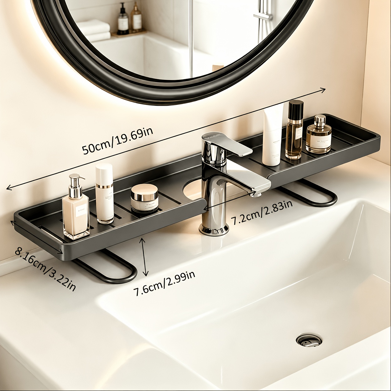 TEMU Faucet Rack Storage, Suitable For Kitchen Sinks And Bathroom Countertops, Carbon Steel No-drill Faucet Storage Rack, Large Slot Design Fits Most