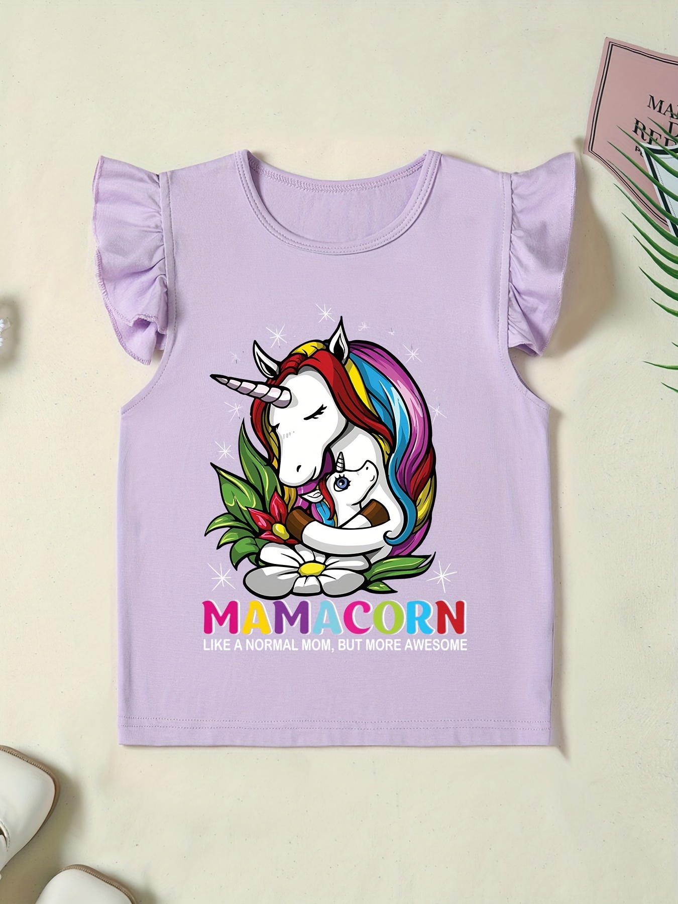 girls' unicorn cotton t shirt sleeves 