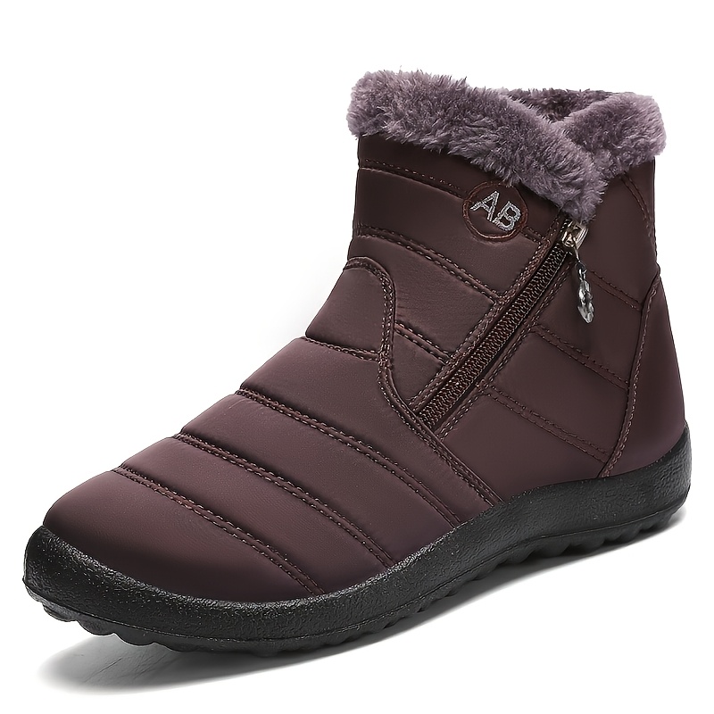 Women's Fleece Lined Side Zipper Winter Ankle Boots