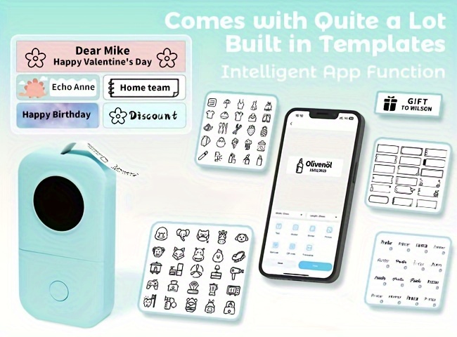 d30 étiqueteuse   fil portable avec ruban et imprimante   fil, convient  ,  , lenvoi postal, lorganisation, compatible avec smartphones/ , mini imprimante dautocollants avec modèles, impression de codes-  Détails du produit 5