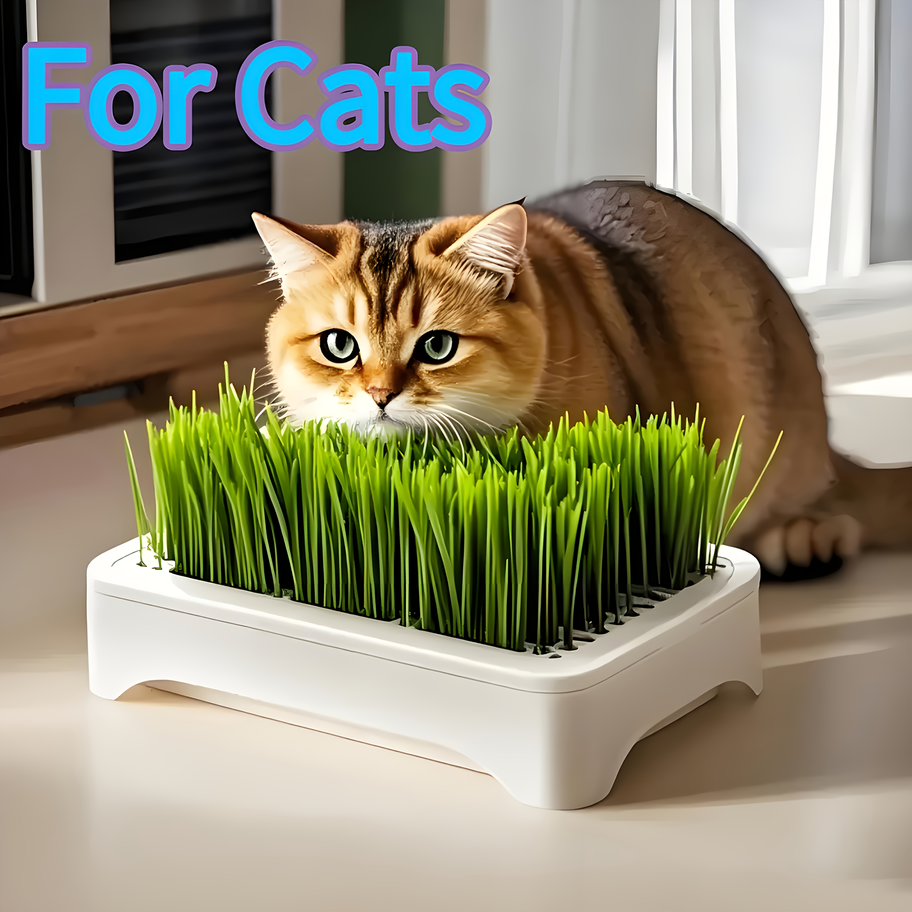 Cat Gift, Grass Growing Kit, Hydroponic Planter Box For Indoor Cats, No Soil Needed (seeds Not Included) 6x4.13in