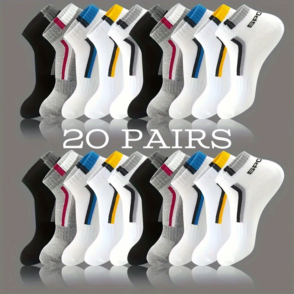 

20 Pairs Women's Athletic Ankle Socks, Soft & Breathable Low Cut Socks, Women's Stockings & Hosiery