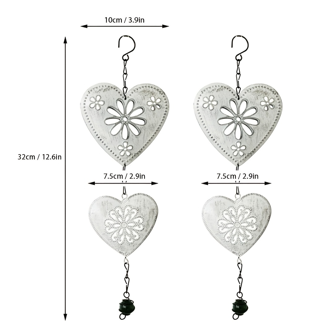 TEMU a forma di cuore in ferro battuto stile vintage, ornamento decorativo da appendere per giardino e balcone