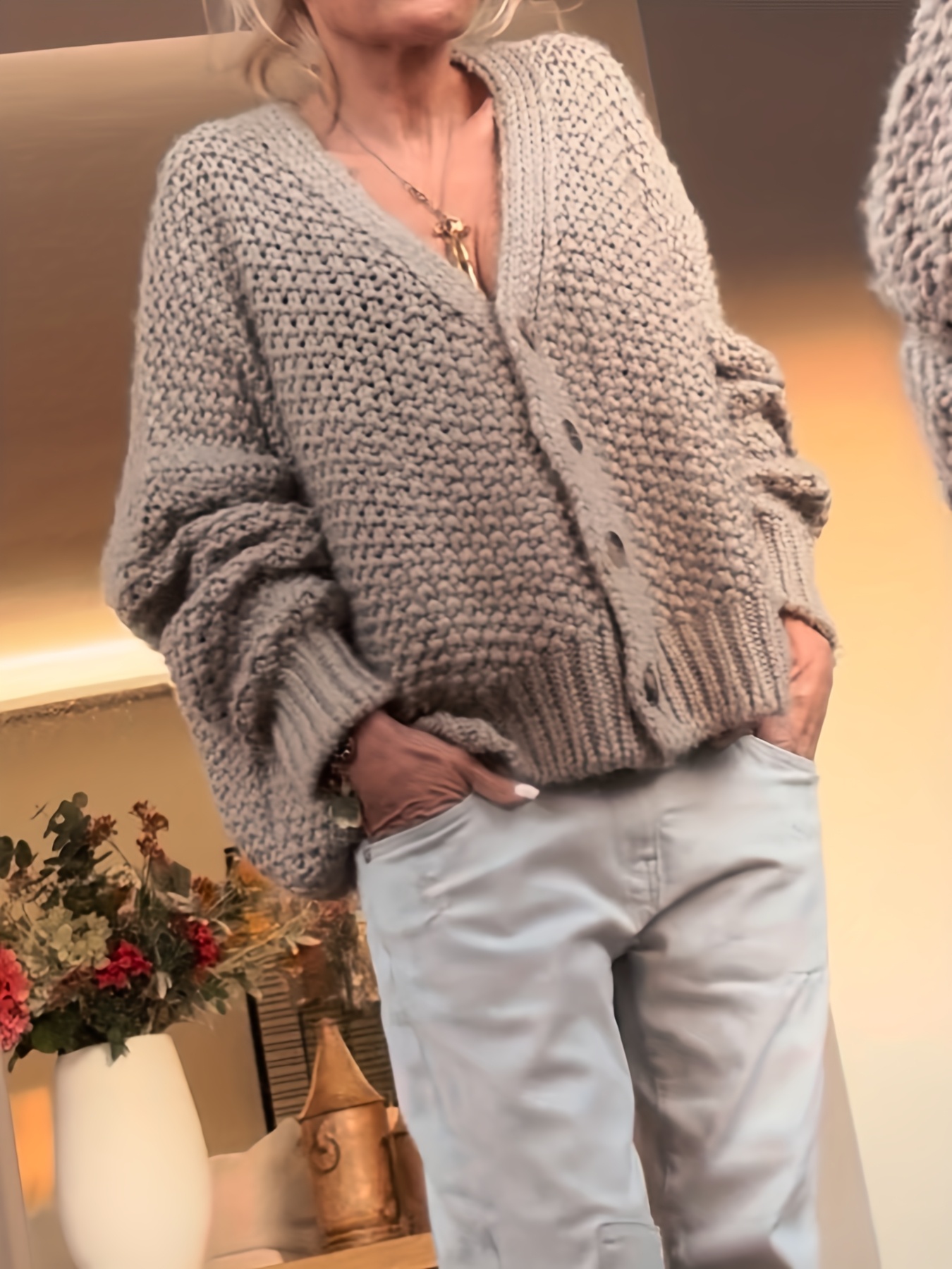 Cardigan En Tricot 2024 à Manches Longues Avec Boutons