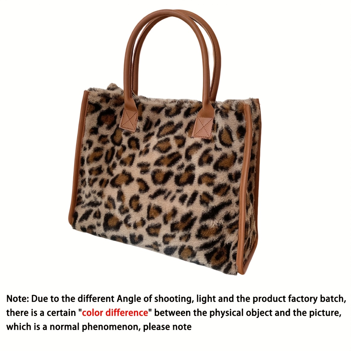 Image of Fashion New Leopard Print Large Capacity Handbag Random Print Pu Bag Travel Trendy Versatile College Student Outing Shoulder Bag 1pc