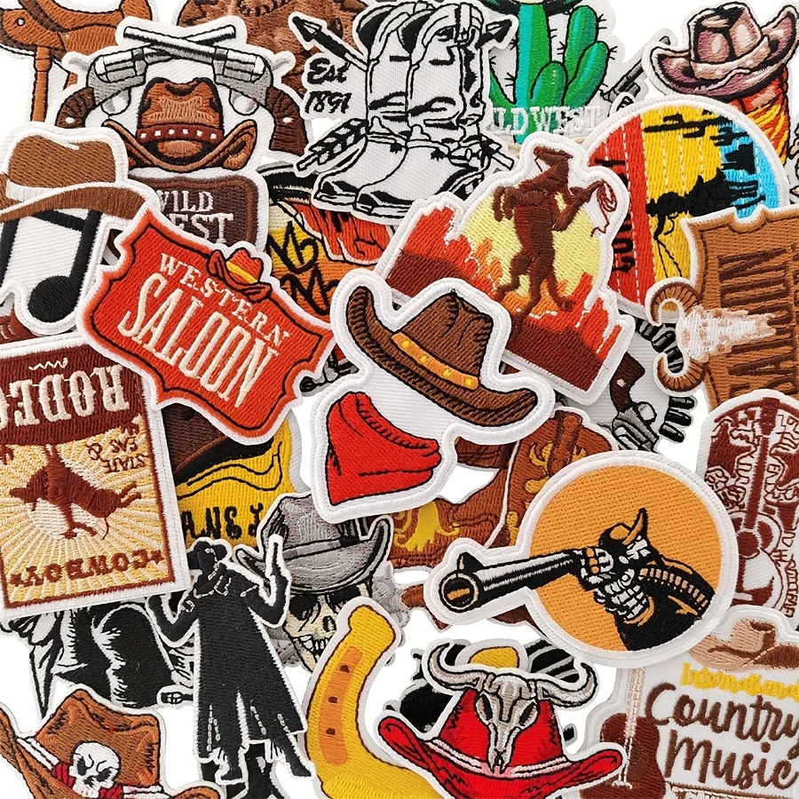 paquete de parches para planchar estilo vaquero  , apliques bordados para planchar/coser para ropa, sombrero, mochila, jeans, chaqueta, bolso, calcetines y más, paquete de 30