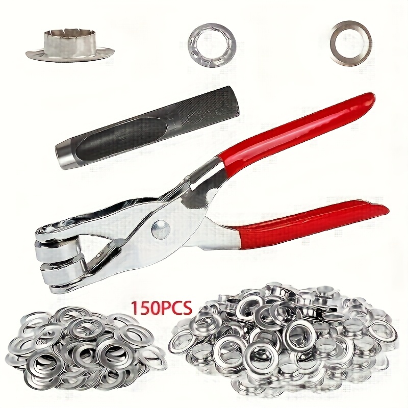 

1501/2-inch Ring Tool Kits, Leather Punch Tongs, Ring Kit With 150 Silvery Metal Eyelets For Leather, Shoes, Fabrics, Belts