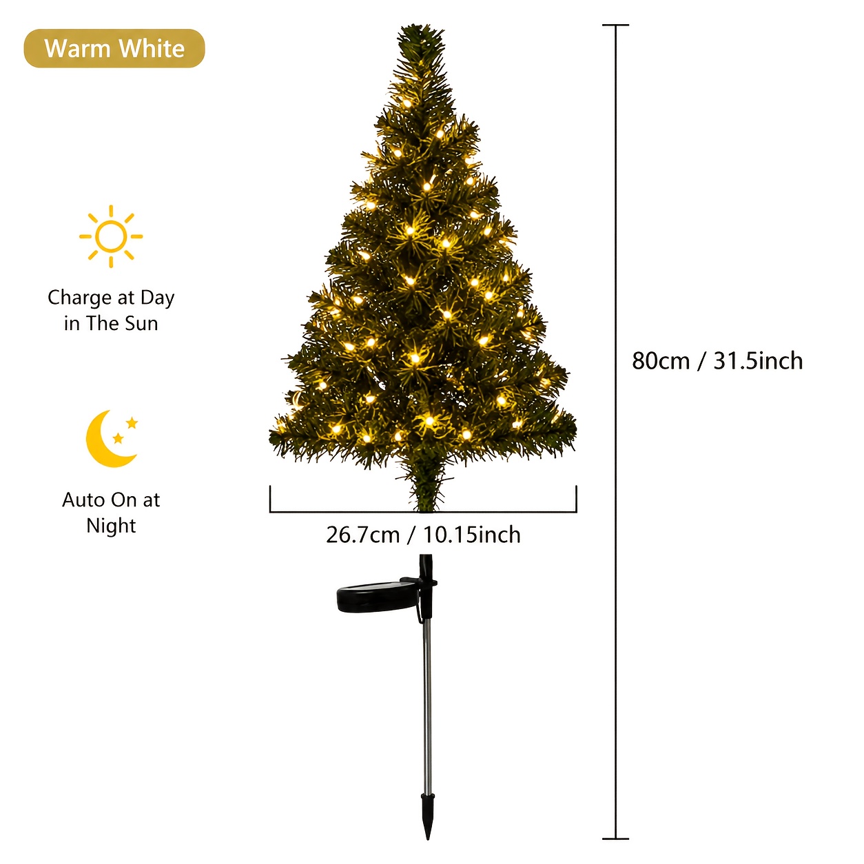 Image of Solar-powered Christmas Tree Stake Lights, Outdoor Christmas Tree Lawn Lights, Suitable For Garden, Lawn, And Courtyard, Christmas, Ramadan, Birthday Decorations, The Gift