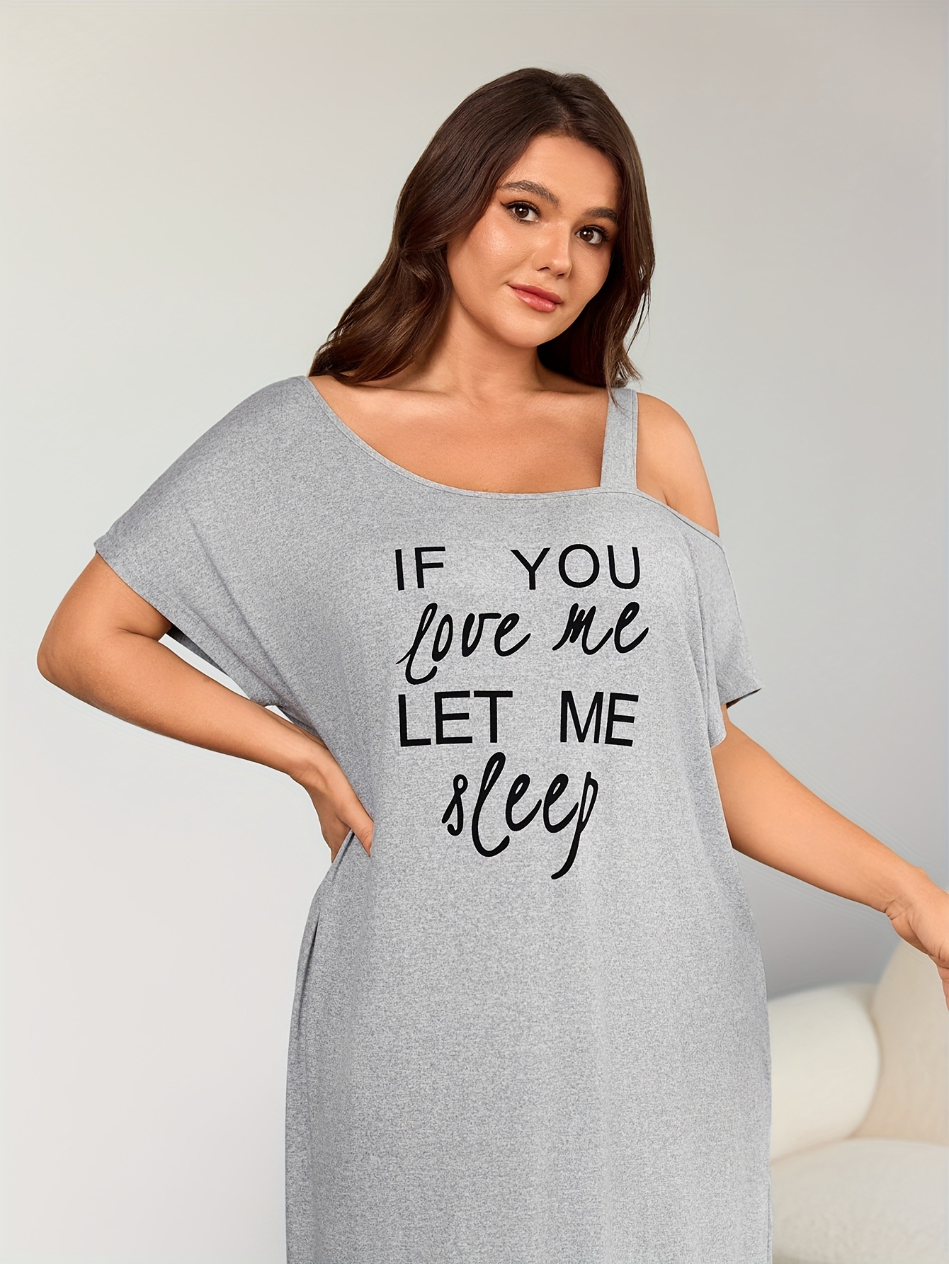 plus size women' dress sexy shoulder letter print Temu United - Main Image