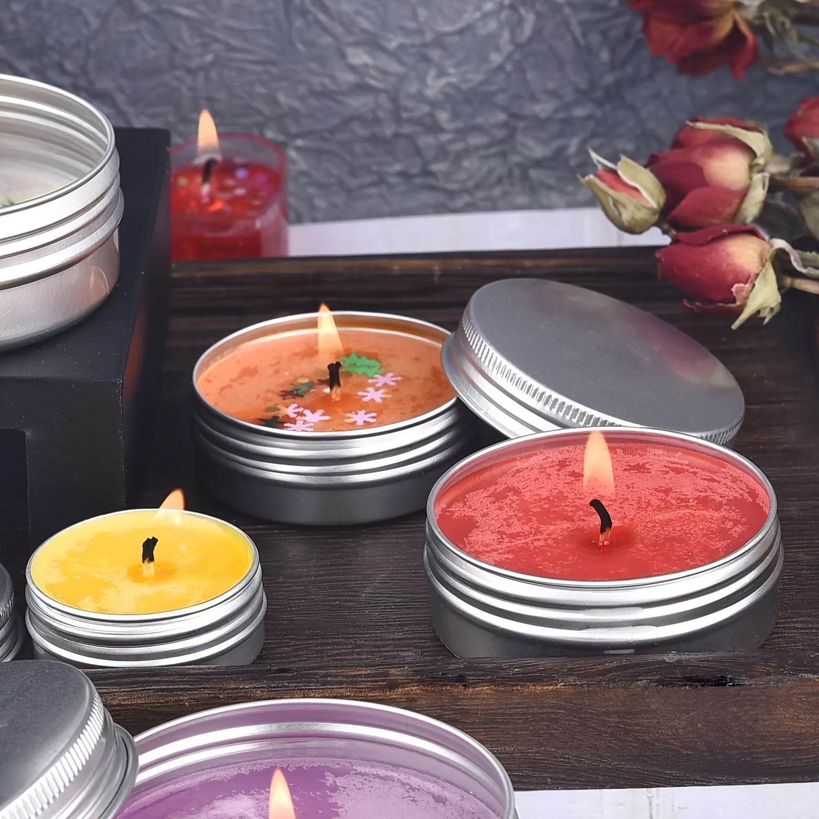 115pcs Candle Making Kit with 50 Wicks in 10cm, 15cm, 20cm, 60 Wick Stickers, and 5 Wooden Holders for Soy and Beeswax Candles