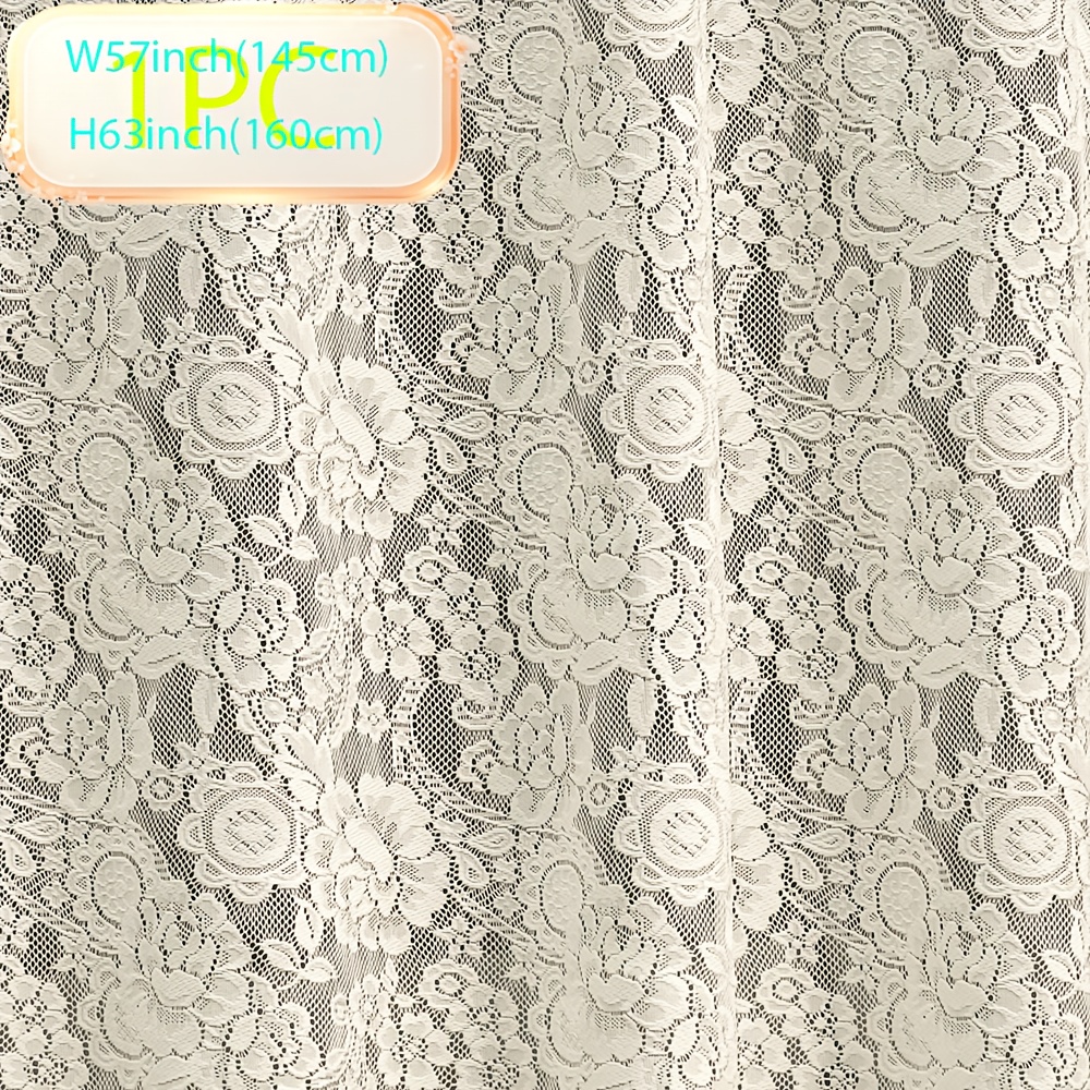TEMU 1pc Semi-sheer Lace Curtain Panel Suitable For Modern French Japanese Nordic Style - Adjustable Height Rod Pocket Window Drapes With, Light