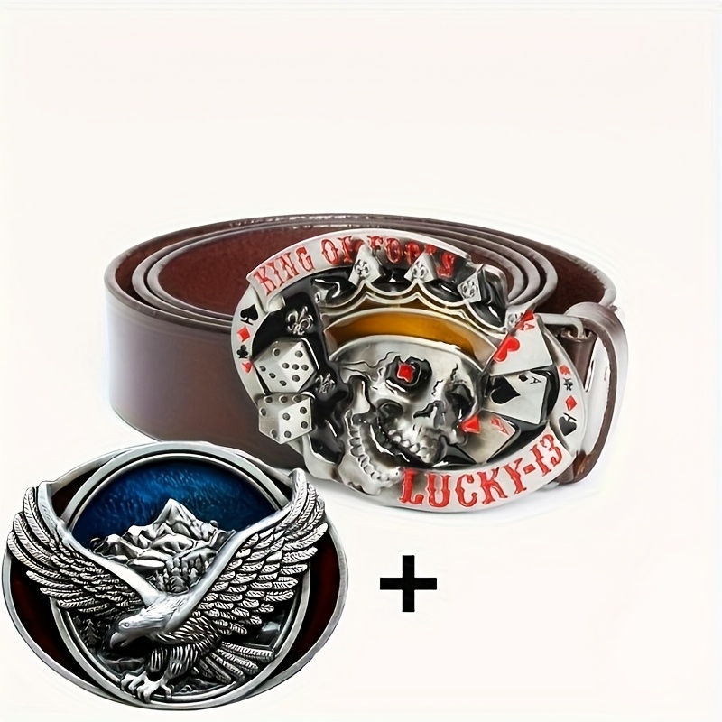 Vintage Gothic Punk Style Leather Belts Set for Men