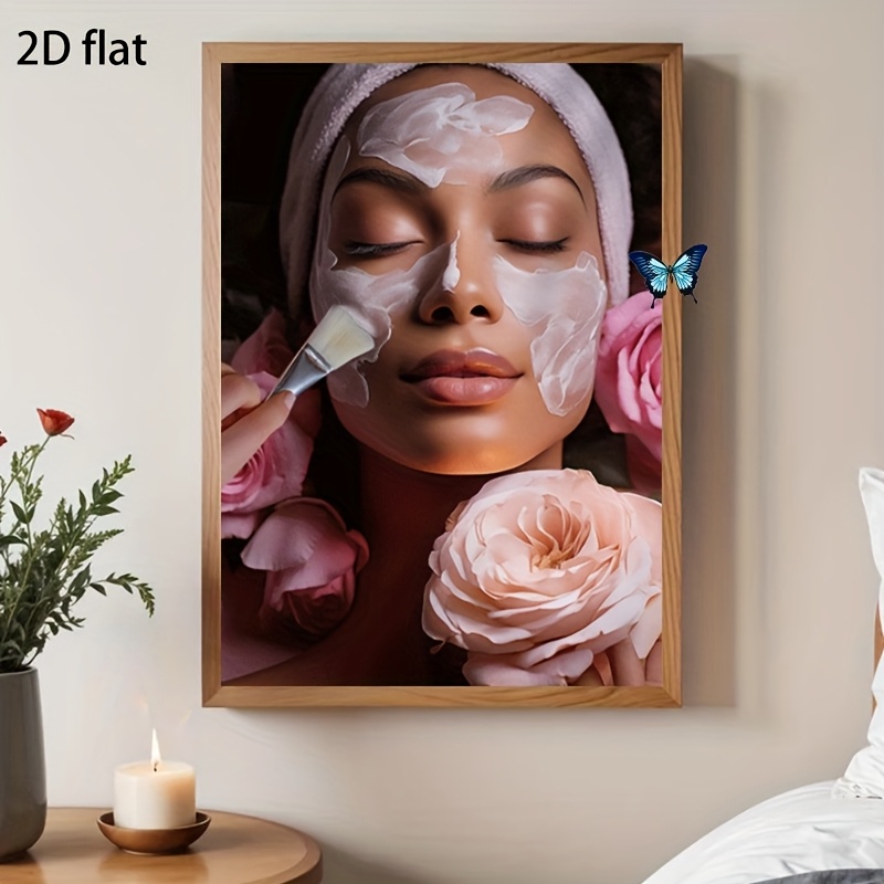 TEMU 2d Flat, 2d Flat, 2d Flat A Frameless Canvas Art Poster - Medical Beauty Facial Art: Beautician Poster, Salon Decoration, Suitable For Living