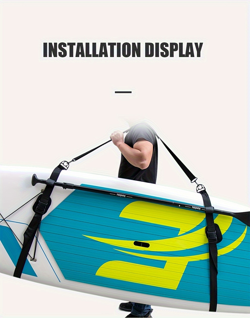 KOETSU Adjustable SUP Paddle Board Shoulder Strap - Heavy-Duty Paddleboard Carrier with Wide Strap, Oxford/ for Surfboards - Suitable for SUPs within Width 85.09cm, Ideal for Surfing, Transport & Paddleboarding Gear