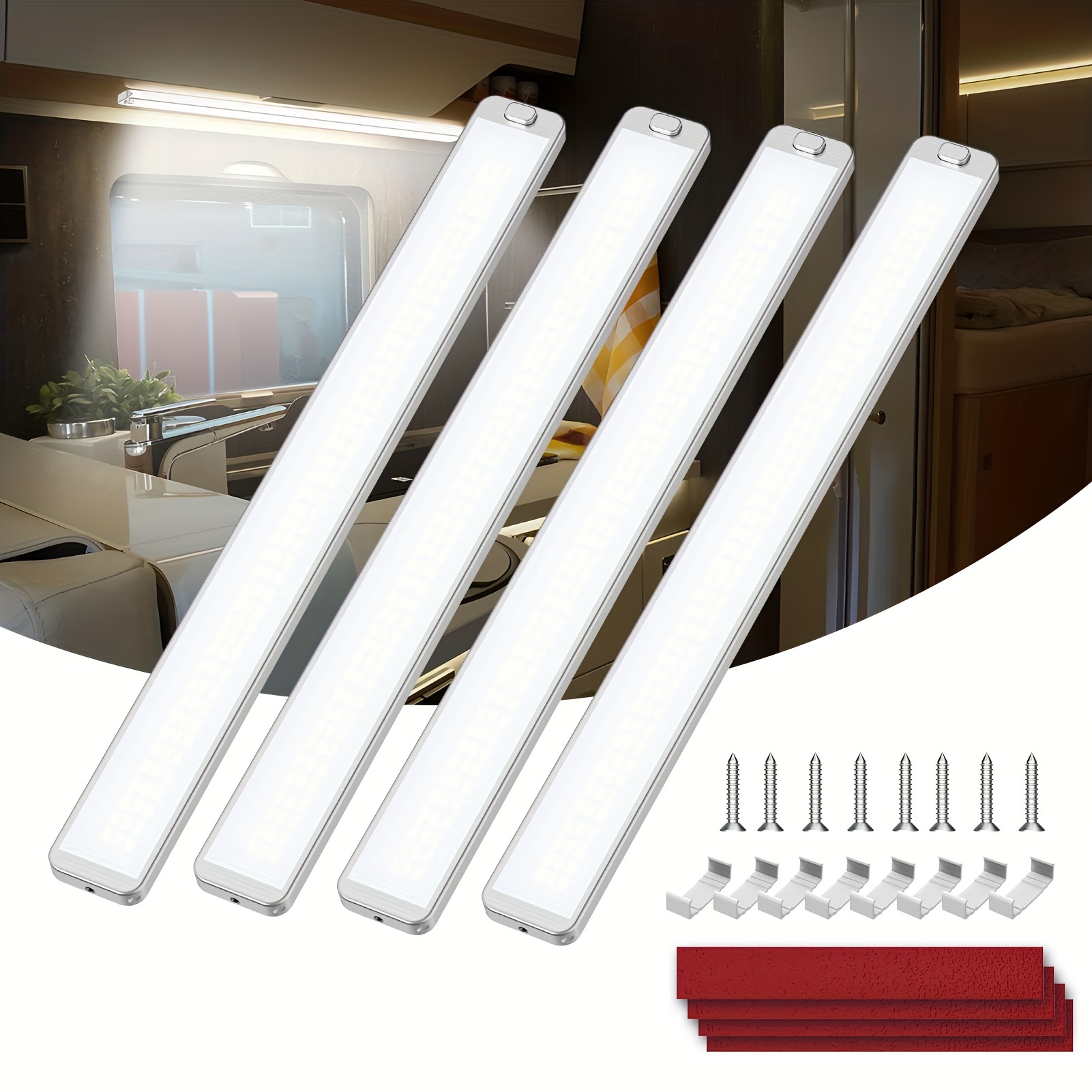 12V LED Light Bar 4-Pack | 108 LEDs 1600LM For RV Truck Trailer Camper - View #3