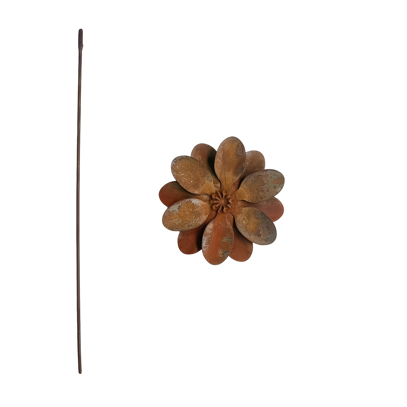 TEMU [3D] Schmiedeeiserne dreidimensionale Blumendekoration, rostiger Gartenschmuck, Rost-Dekor, geeignet für Gärten, wetterfester Gartenständer aus