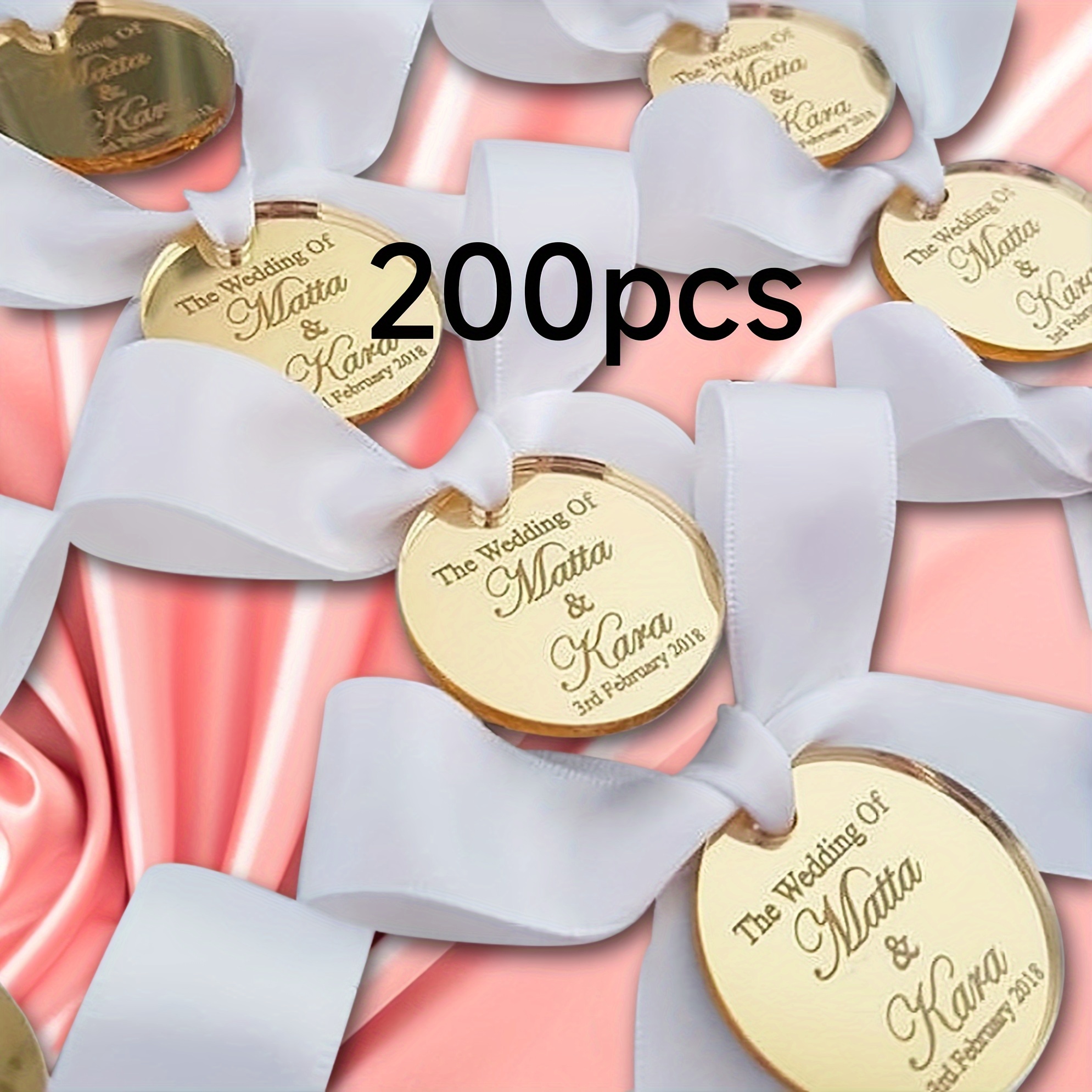 TEMU Personalized Golden Acrylic Mirror Tag, Wedding Name Tag, Thank , Save Tag, Valentines Day Tag, Reception Token, Luxury Tag, Cake Charm