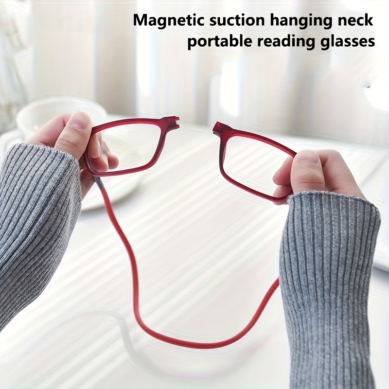 tr90 magnetic folding reading glasses 1 00 to 3 00 strength lightweight   rectangular eyeglasses with magnetic closure hinge unisex for daily use for office glasses no needed Product details 4
