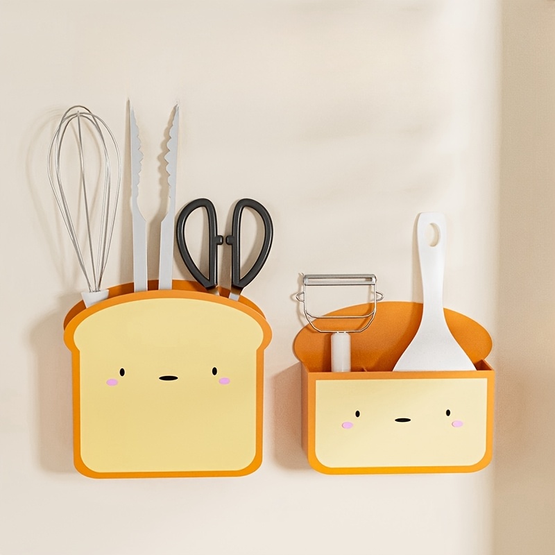 2pcs cute toast pastel magnetic kitchen storage racks multifunctional floating shelves for utensils spices and more no assembly wall mounted plastic organizers with strong magnetic backs for home kitchen or bathroom use kitchen accessories utility racks Product details 0