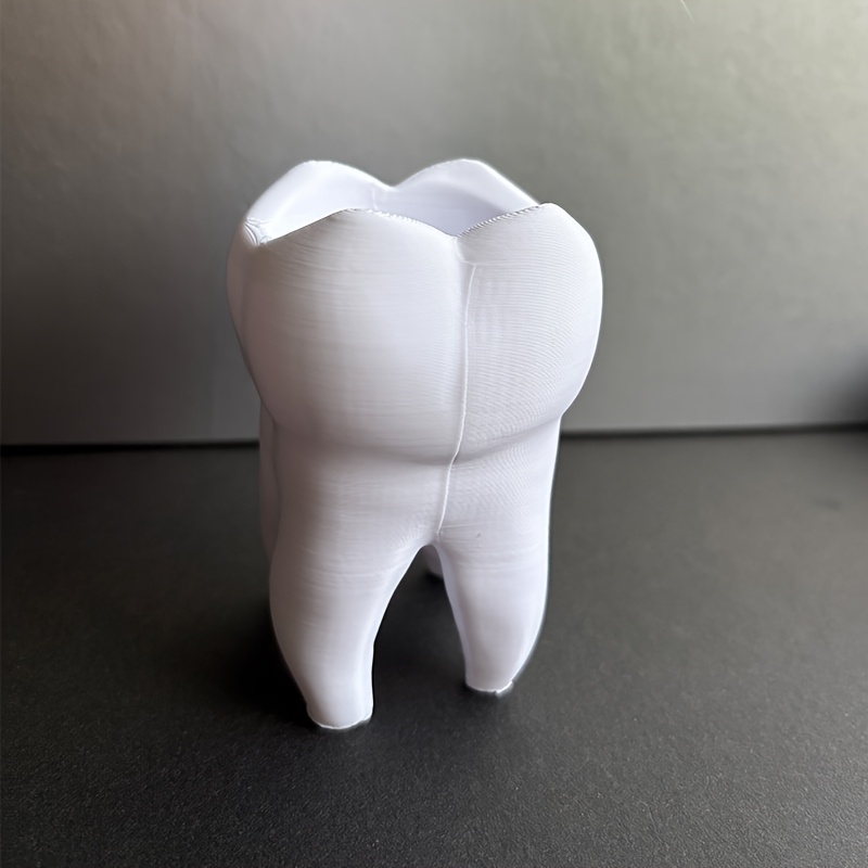 Image of 1pc 3d Printed Creative Tooth-shaped Storage Pen Holder, With An Imaginative Design, Is Suitable For Dental Gifts, Home And Office Desktop Storage - And For Bathroom Toothbrush Storage