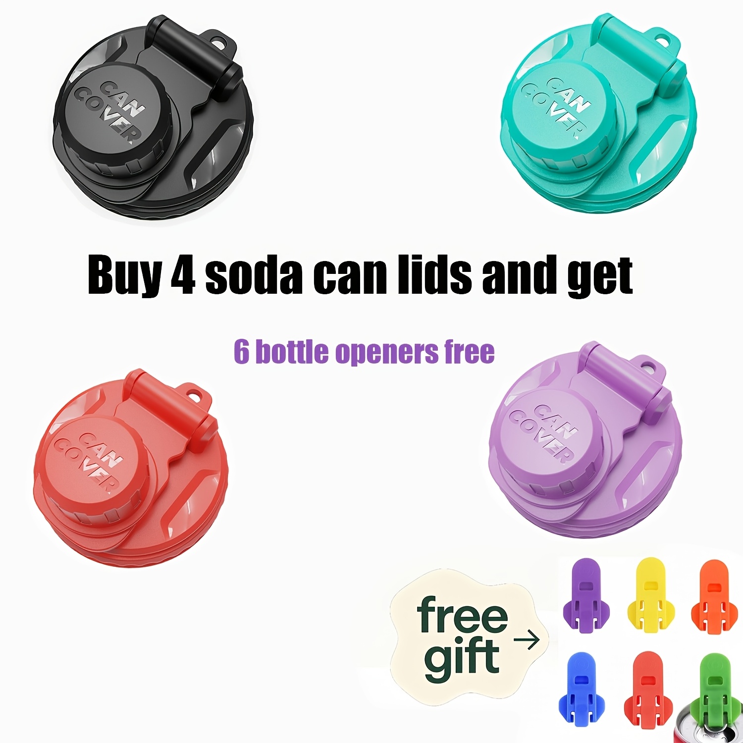 TEMU Compra para latas de y recibe 6 abrebotellas , tapas con tapones de reutilizables para refrescos, bebidas energéticas, aptas para latas de