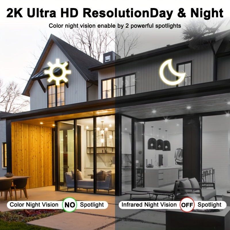 4pcs solar security cameras with spotlight siren color night vision motion detection 2 way audio no wifi needed 2k 3mp outdoor surveillance for perfect gift for christmas halloween thanksgiving white details 0