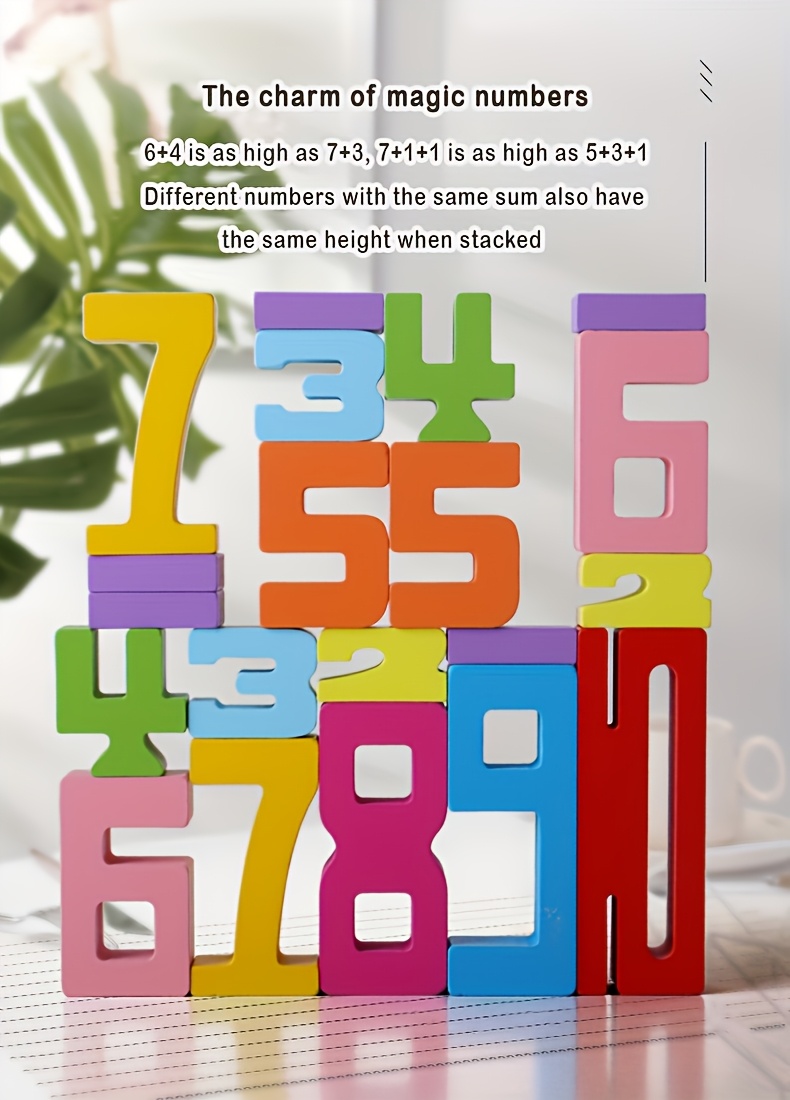 & Safe Wooden Number Blocks For Toddlers & Kids 1.5-6 Years | Early Learning Toys With 15 Activity Cards, Color & Shape Recognition, Math Fundamentals