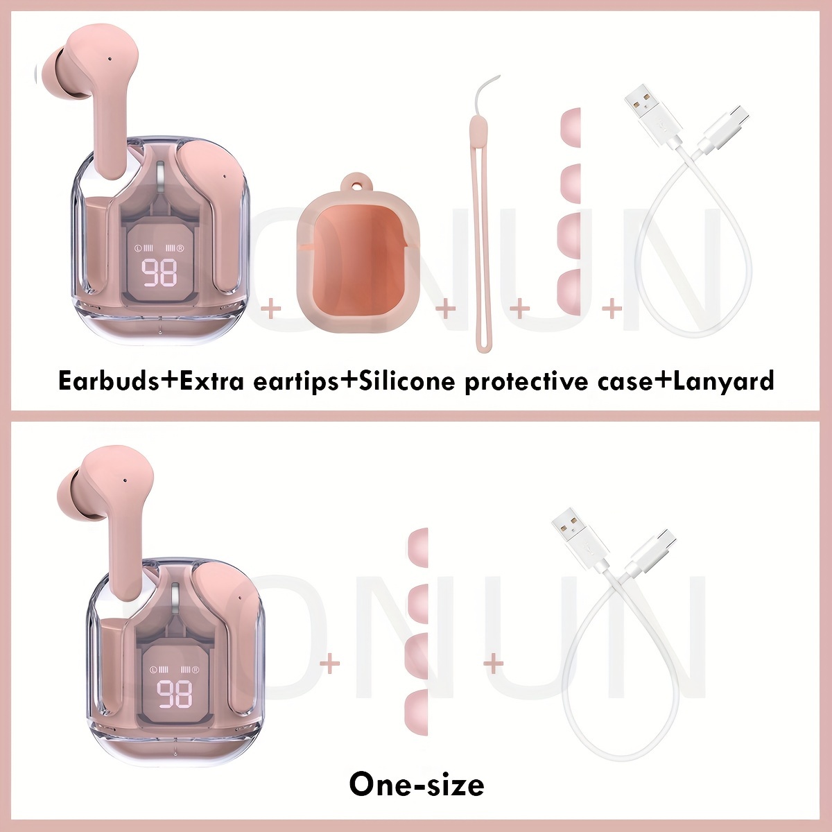 Transparent TWS, No Lid Design, Wireless V5.3 Colorful True Wireless Stereo Earbuds, Silicone In-ear, Touch Button, Hands-free Headset, Battery Capac_voghion.com